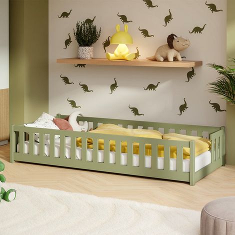 Lit au sol 80x160 sommier inclus Théa Olive (1/3)