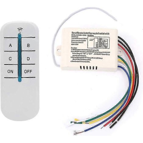 Interrupteur mural numérique 4 voies avec télécommande sans fil 220 V et module émetteur-récepteur pour éclairage (1/5)