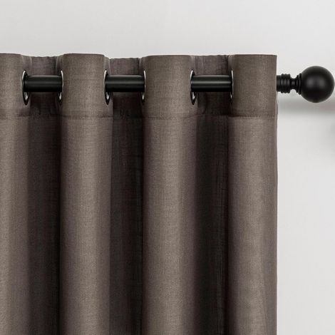 Rideau Taupe Foncé 140x240cm Rideaux Voilage Salon Moderne de Fenetre à Oeillets Décoratif Chambre Cuisine Effet Lin Intérieur Transparent 2PCS (1/5)