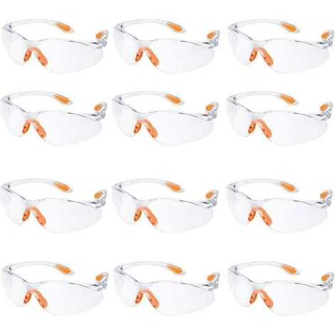 [NIEMALS VERWENDET] 12er-Pack Schutzbrille, Augenschutzbrille, Arbeit mit klarer Linse, Gumminase, Baustelle, Arbeitsschutzbrille, kratzfest