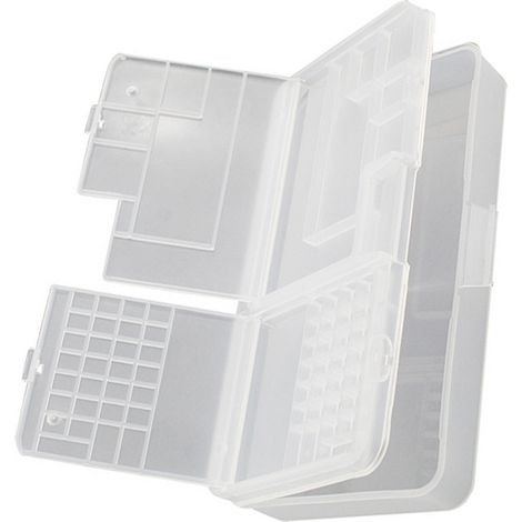 Boîte de rangement pour composants électroniques polyvalente à double étage rectangulaire en PP transparent (1/5)