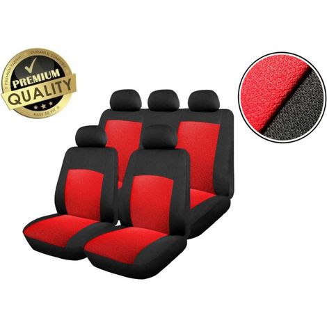 Komplettes Set Autositzbezüge für Dacia Logan I (2004–2012) und Dacia Logan II (ab 2012), rot-schwarz