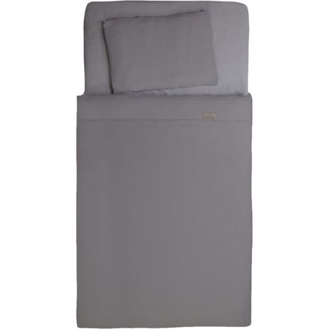 Juego de ropa de cama de 2 piezas, 100x135 cm, muselina gris oscuro (1/2)