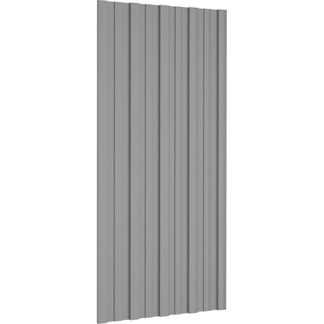 Pannello per tetto 12 pcs Grigio 100 x 45 cm Acciaio zincato vidaXL