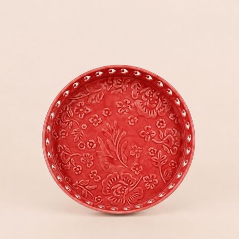 Plateau en métal avec motifs en relief rose 31cm (1/5)