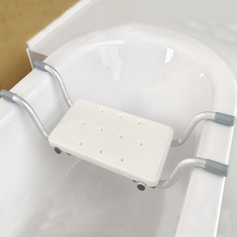 Asiento de baño, asiento de baño para personas mayores, asiento de ducha, banco de ducha para bañera, tableros de baño extensibles de 72-82 cm, capacidad de carga 136 kg, asiento de baño, blanco (1/5)