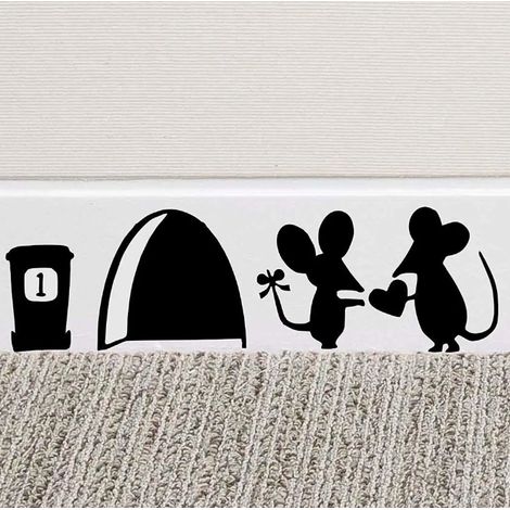 Vinyl-Wandaufkleber mit Mausmotiv, niedliches und lustiges Mausloch-Wandtattoo