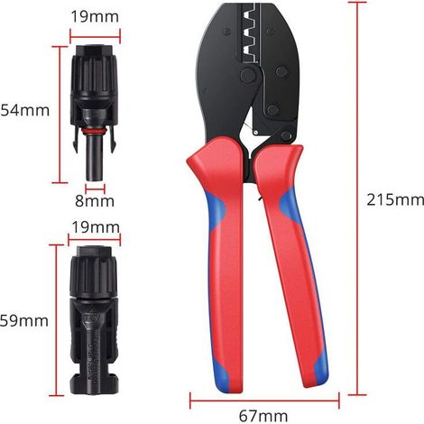 CYRILL – Utensili per crimpatura solare MC3 MC4 per cavo fotovoltaico per pannello solare 2.5/4.0/6.0mm²+20 pezzi connettore maschio MC4 cavo pannello solare femmina+1 paio di strumenti chiave per con (1/4)