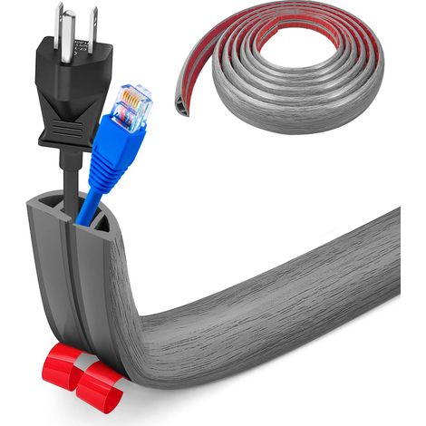 Goulotte de câble flexible petite, pont de câble autocollant au sol, 5 m x 3 cm, couverture de câble flexible, protection des câbles, conduit de câble, facile à couper, montage pour tous les câbles (1/5)