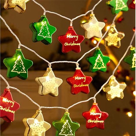 Lumière de décoration de Noël boule électrolytique fenêtre lumineuse au néon arrangement d'arbre de Noël chaîne lumineuse étoile, 3 mètres 20 lumières (1/2)