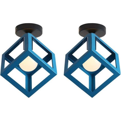 royaluxe- (2X)Lampe De Plafond En Forme De Cube Luminaire Plafonnier Moderne Plafonnier Rétro Vintage Bleu (1/5)