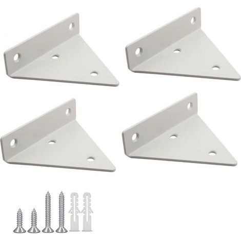 Triangular iron shelf brackets – Set of 4 – Dimensions 100x80x26mm – White – Concealed wall mounting (1/5)