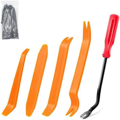 Lot de 5 outils de levier pour moulures de voiture - Outils de démontage - Kit d'outils de démontage pour revêtement intérieur de voiture - Outil de démontage pour garniture intérieure de véhicule (1/4)
