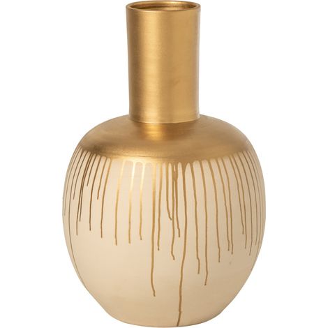 Vase Design en Céramique "Sahara" 66cm Beige & Doré