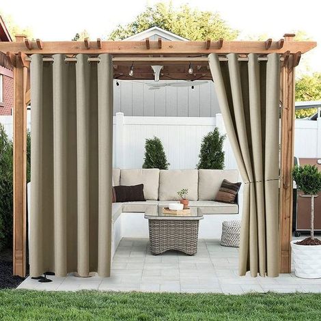 Rideau d'extérieur - Imperméable et occultant Résistant aux UV - Terrasse et patio - Marron clair 132x160 cm (1/5)