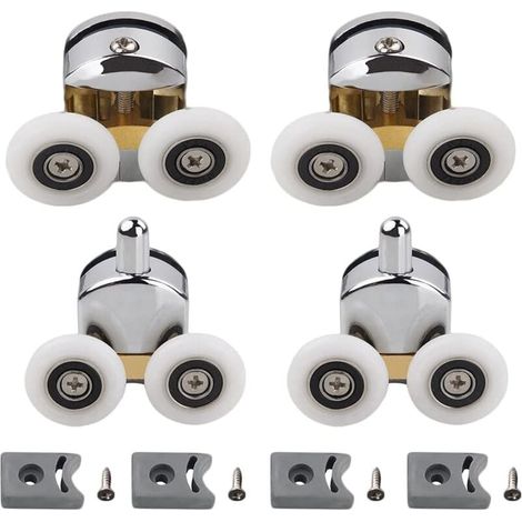 [NEVER USED] Shower door rollers, plastic door wheels, for 4-6 mm thick glass, 23 mm diameter (2 upper rollers and 2 lower rollers) (23 mm) (1/4)