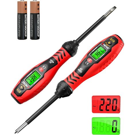 Spannungsprüfer mit Schraubendreher, elektrisches Prüfgerät, berührungsloser Spannungsdetektor, zwei Messbereiche (11 V/30 V–1000 V Wechselstrom), LCD-Display, akustischer Alarm, Unterbrechungsdetekto
