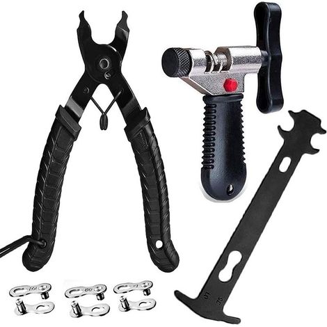 Bike Chain Tool Set,Bike Link Pliers+Chain Breaker Tool+Chain Checker+Quick Releases (1/5)