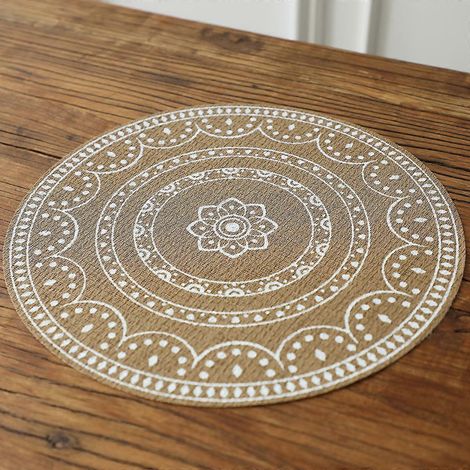 Sets de table ronds lavables, lot de 4 sets de table en PVC lavables, isolants thermiques, anti-salissures et antidérapants - Set de table de Noël aspect cuir pour cuisine d'hôtel (1/5)