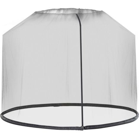 Moustiquaire pour parasol ronde avec cordon de serrage et zip latéral, Ø300 x H230 cm, noire, OKWISH (1/3)