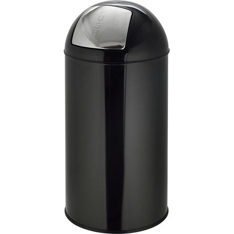 Abfallsammler / Mülleimer PUSH 50L satin schwarz hjh OFFICE