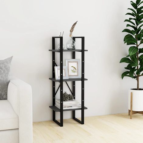 Bibliothèque à 3 niveaux, Étagère de Rangement, Meuble pour Dossier, Armoire de Rangement Gris 40x30x105 cm Bois de pin massif AXZ85570 (1/5)