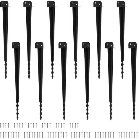 Jiubiaz Einschlagbodenhülse 12 St., 700 mm, 55 mm, pulverbeschichtet, Pfostenträger für Holzpfosten, Zaun, Sichtschutz und Gartenprojekte