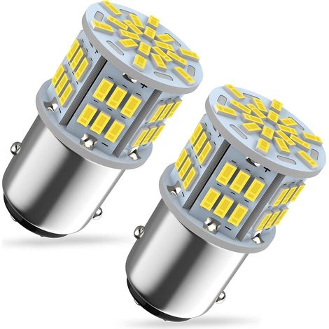Ampoule LED ultra-lumineuse 1157 P21/5 W, 2 800 lumens, 54 x, puce 3014 BAY15D 2057 2357 7528, 6 500 K, blanche, pour feux arrière, feux de freinage et de stationnement de voiture, lot de 2