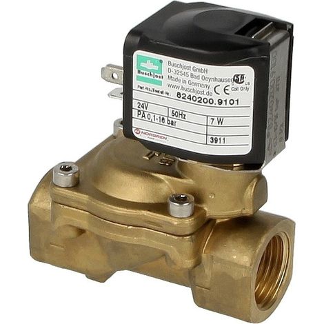 Electrovanne Buschjost 8240200.9101.0245 G1/2,3,8m³/h,0,1-16bar +90°C,NBR, 24VAC
