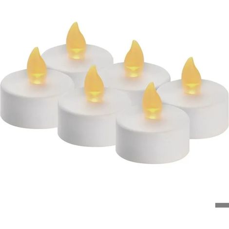 Lot de 6 bougies chauffe plat LED blanches sans flamme avec effet vacillant, décoration pour Noël, arbre de Noël, Toussaint, IP20, (1/4)
