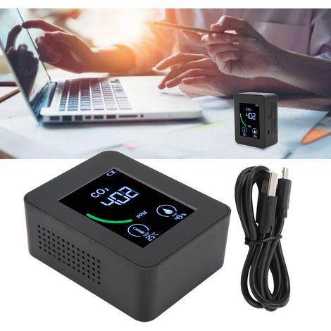 ZN-2CO1TB 3-in-1 Intelligenter Kohlendioxid-Detektor mit Bluetooth-Datenspeicherung, tragbarem Luftqualitätsmonitor, Temperatur- und Feuchtigkeitsmessung, Schwarz (1/5)