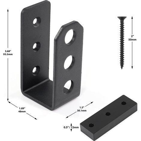 Lot de 2 supports de porte en acier robuste pour porte de 2 x 4, barre de sécurité en forme de U (1/4)