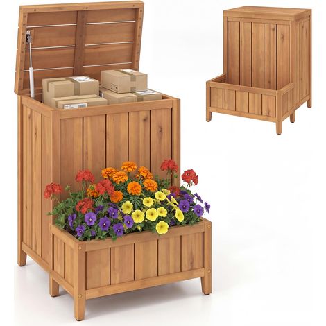 COSTWAY Cassetta Postale Esterno Fioriera Orto Rialzato Integrato Posta Buca Lettere Pacchi Buchetta Casella Cassone Letto Vasche Aiuola Piante Fiori Bauli Co (1/5)