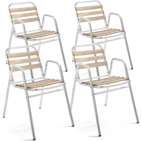 Lot de 4 fauteuils de jardin aluminium gris