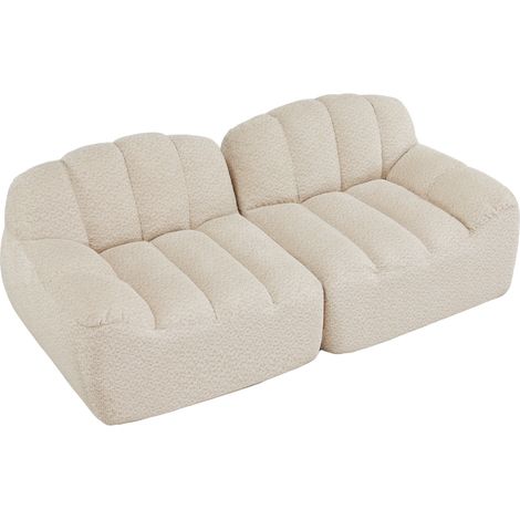 Divano modulare 2 posti senza struttura, a conchiglia, beige, 210 x 104 x 79 cm (1/5)
