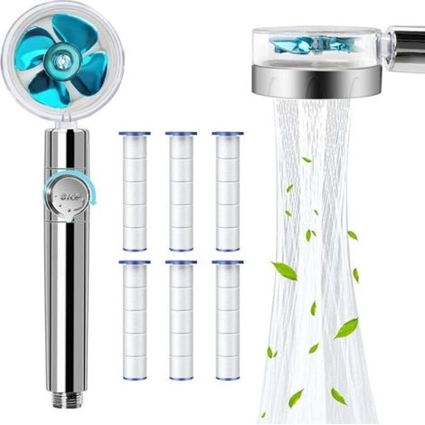 Pommeau de douche - Haute pression - 6 filtres - Tête réglable 360° - Économie d'eau (1/4)