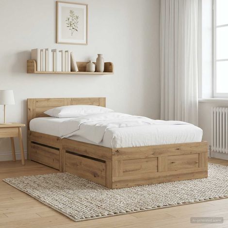 vidaXL Struttura del letto con cassetto 2 pz Rovere Artigianale (1/5)