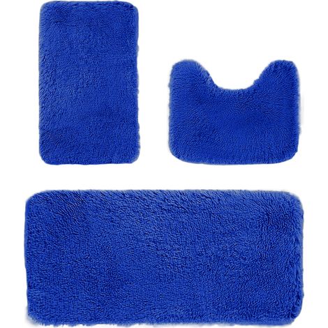 Ensemble Tapis De Bain - Polyester Absorbant Antidérapant - Pour Salle De Bain Standard - Lot De 3 Pièces (1/5)
