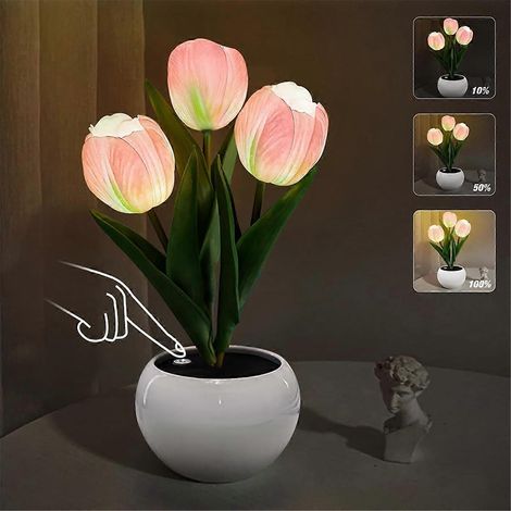 Lampe de table tulipe, lampe fleur, lampe de bureau, veilleuse tulipe LED pour salon, chambre à coucher, etc. (1/2)