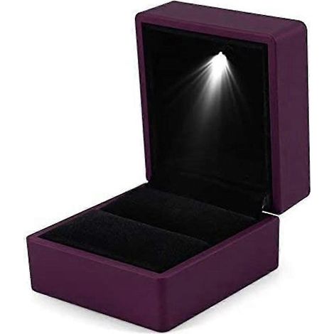 Boîte à bagues et boucles d'oreilles lumineuse LED, écrin cadeau pour alliances (violet) (1/4)