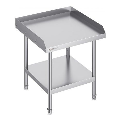 Arbeitstisch aus Edelstahl, kommerzieller Arbeitstisch zur Lebensmittelzubereitung, 3-seitiger Spritzschutz, 610 x 610 x 660 mm Küchentisch, Arbeitstisch mit einstellbarer Höhe für Hotel (1/5)
