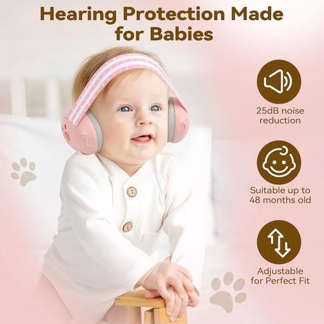 Cuffie,Protezione dell'udito,Protezione delle orecchie,Cuffie per neonati,Per neonati e bambini piccoli (0-4 anni),Set 2 in 1,Grigio (1/4)