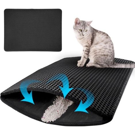 1 pièce Tapis Litière Chat, Imperméable avec Structure Alvéolaire, Tapis Bac à Litière 60 x 45 cm, pour Chats Domestiques (1/4)
