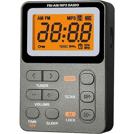 LED-Display AM/FM-Taschenradio für Sport und Outdoor – Grau