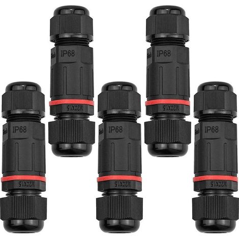 5 Pcs Boîte de Derivation Étanche, Connecteur Électrique Éxterieur IP68, Connecteurs Boîtier et Câble Électrique Extérieur Ø 1-13mm - Noir (1/5)
