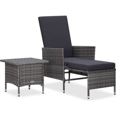 vidaXL 2 Piece Garden Lounge Set with Cushions Poly Rattan Grey