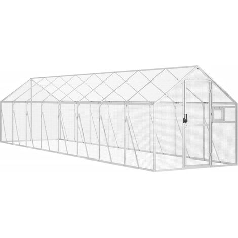 vidaXL Voliera Argento 1,79x8x1,85 m in Alluminio