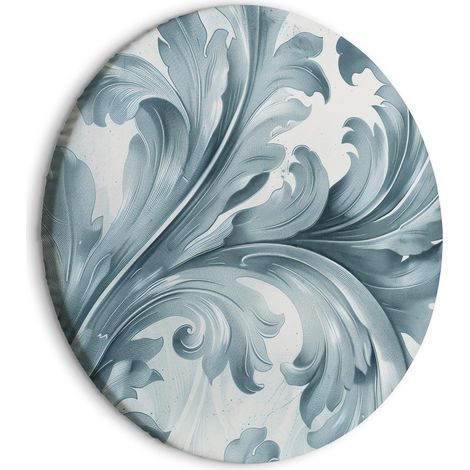 Tableau rond - Ornements baroques en pierre dans des tons gris-bleu clair / Ornement en pierre de style baroque (1/4)