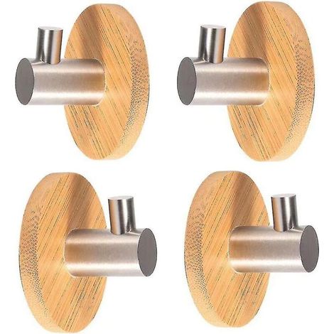 Set mit 4 stahlfreien Bademantelhaken aus Bambus (1/4)
