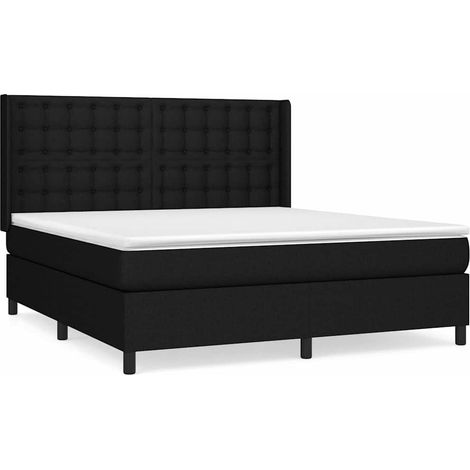 Maison Exclusive - Cama box spring con colchón tela negro 180x200 (1/5)